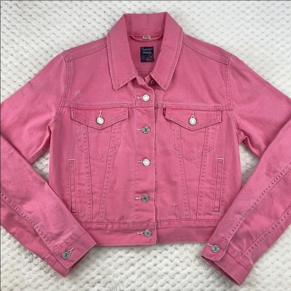 Levis Distressed Pink Jean Jacket 